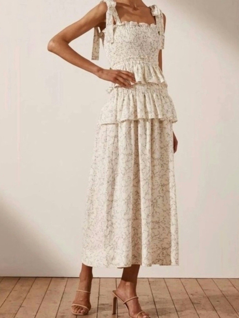 House of Harlow 1960 Cream Floral Tiered Dress